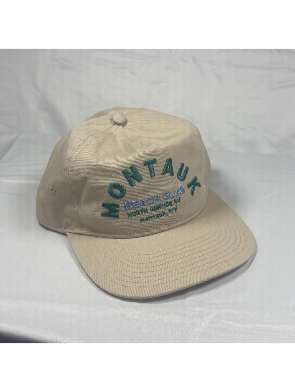 Coney Island Picnic Montauk Beach Club Snapback Hat Tan Khaki Embroidered OSFA